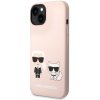 Obal / kryt na Apple iPhone 14 Plus ružové - Karl Lagerfeld a Choupette Liquid Silicone