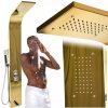 Sprchový panel s dažďovou sprchou a hydromasážou nerezová oceľ, pozlátený