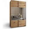 Šatníková skriňa so zrkadlom Luxeon 4 150x246x61 - dub artisan/strieborná