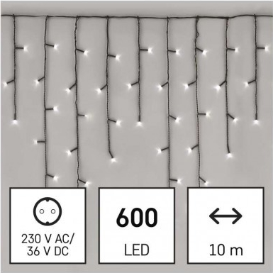 LED vianočné cencúle 10 m vonkajšie aj vnútorné studená biela programy 8592920095737