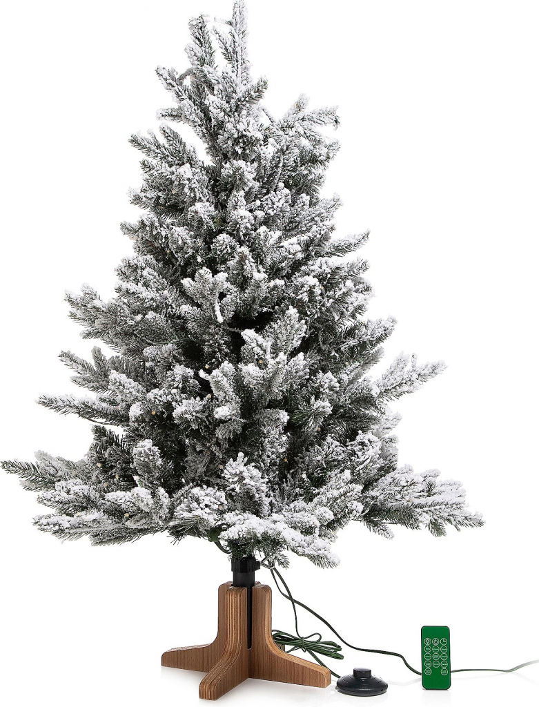 QVC Luxusný 3D vianočný stromček jedľa 90 cm 200 LED Deluxe 132 farebných efektov zasnežený