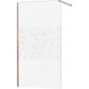 MEXEN/S - KIOTO Sprchová zástena WALK-IN 100x200 cm 8 mm, ružové zlato, biely vzor 800-100-101-60-85