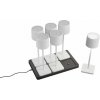 TRIO Reality R54096631 FERNANDEZ vonkajšia stolná lampa SMD LED V400mm 1,5W/130lm 2700+4000+6000K IP54 biela matná, čierna, nabíjateľná batéria, USB-C port, nabíjacia stanica, 6-set + základňa