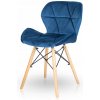JAKS Stolička velúr modrá škandinávsky štýl