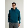 MIKINA WOOLRICH LOGO INTERLOCK HOODIE DEEP WATER