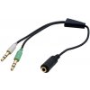 Redukcia OEM Roline audio 4pólový jack3,5(F) -> 2x jack 3,5(M), 39cm kábel
