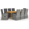 Zostava záhradného nábytku z dreva VidaXL, sivá, 9-dielna