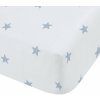 Biela/modrá napínacia bavlnená detská plachta na jednolôžko 90x190 cm Mini Star & Stripes – Bianca
