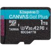Kingston MicroSDXC karta 1TB Canvas Go! Plus, R:200/ W:160MB/ s, Class 10, UHS-I, U3, V30, A2 + Adaptér SDCG4/1TB
