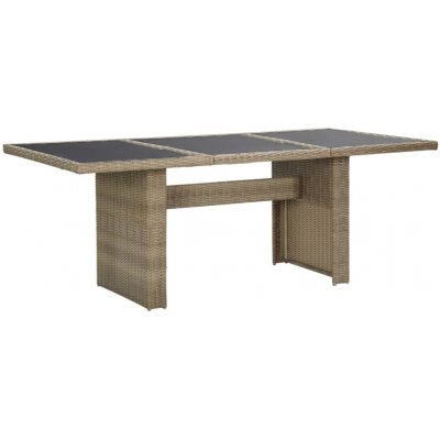 Prolenta Maison Exclusive Garden jedálenský stôl hnedý 200 x 100 x 74 cm sklo a polyratan