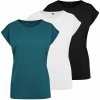 Build Your Brand Set 3 ks: Dámske tričko s ohrnutými rukávmi - Čierna / biela / teal | 2XL
