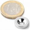 SOLLAU Neodymový magnet medzikružie D 14/4 mm, H 3 mm, N38, ponikelovaný, priehlbina pre skrutku