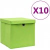 Úložné boxy s vekom 10 ks, 28x28x28 cm, zelené-ForU-325230