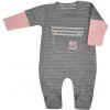 Dojčenský bavlnený overal Koala BE BRAVE sivo-ružový, veľ. 74 (6-9m)