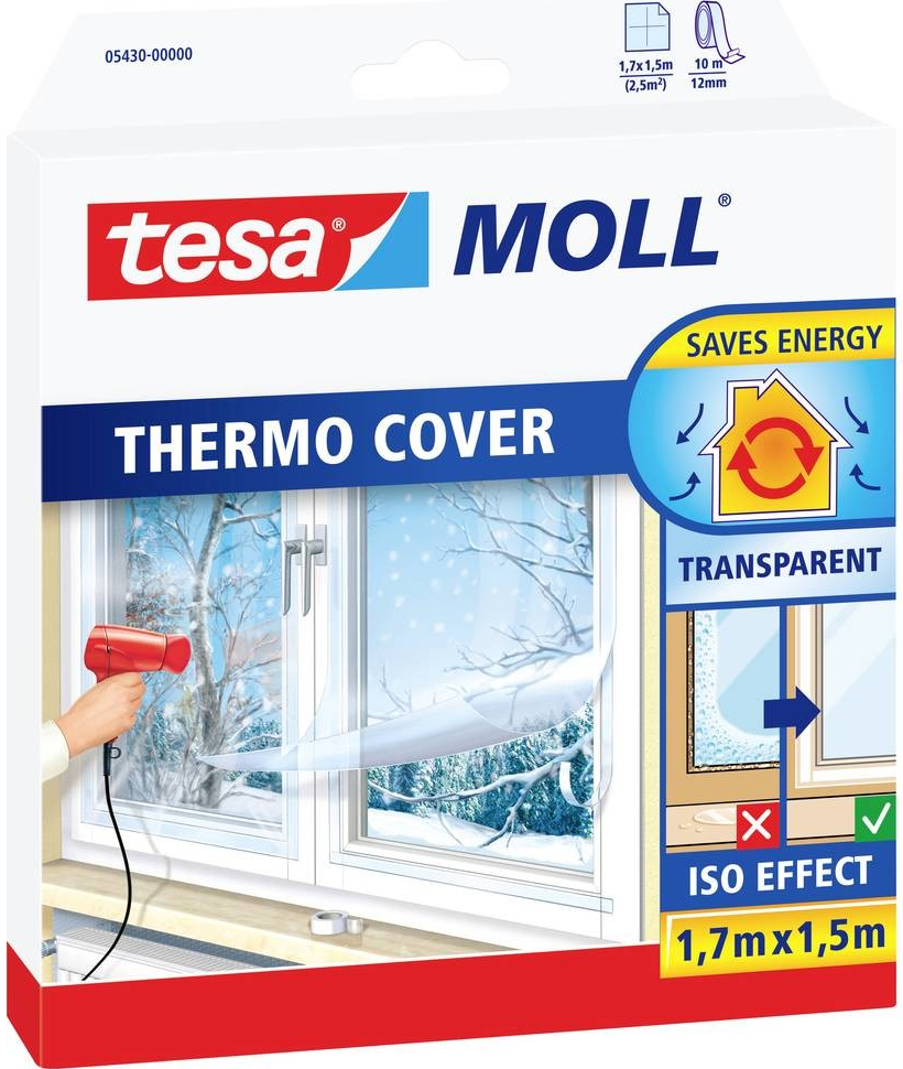 tesa THERMO COVER 05430-00000-01 izolačná fólia na okná tesaMOLL® priehľadná (d x š) 1.7 m x 1.5 m 1 ks; 05430-00000-01