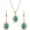 Set halo šperkov zo 14k zlata so smaragdami a diamantmi KLENOTA S0529503