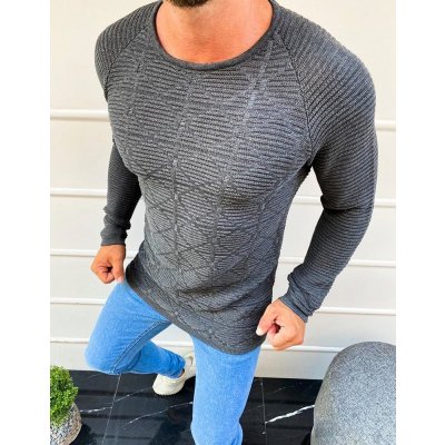 Pánsky pletený sveter wx1596 tmavo šedý