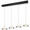 TRIO 354910432 CELESTE závesné svietidlo SMD LED 4x7,5W/750lm 3000K čierna, drevo, switchdimmer