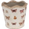 Clayre & Eef Béžový antik obal na kvetináč s motýlikmi Butterfly Paradise S - Ø 13*12 cm - Clayre & Eef
