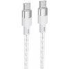 Hoco X99 Crystal Junction silikónový priehľadný nabíjací a dátový kábel USB-C/USB-C na iPhone/iPad/MacBook/AirPods - 1 m - šedý - možnosť vrátiť tovar ZADARMO do 30tich dní