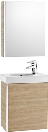 Roca MINI Nábytková zostava-skrinka s umývadlom 45x25cm a zrkadlom, Ľ/P, dekoratívny dub