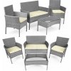 Set záhradného nábytku z technoratanu, lavica, stôl, stoličky, sivá, MultiGarden