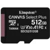 Kingston paměťová karta Canvas Select Plus, 512GB, micro SDXC, SDCS2/512GBSP, UHS-I U1 (Class 10), A1
