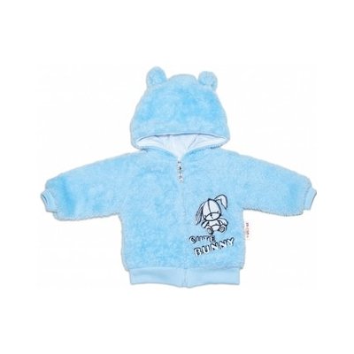 Baby Nellys dojčenská chlupáčková bundička s kapucňou Cute Bunny modrá