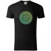 Mandala zelenožlutá - Tričko z organickej bavlny - M ( Čierna )
