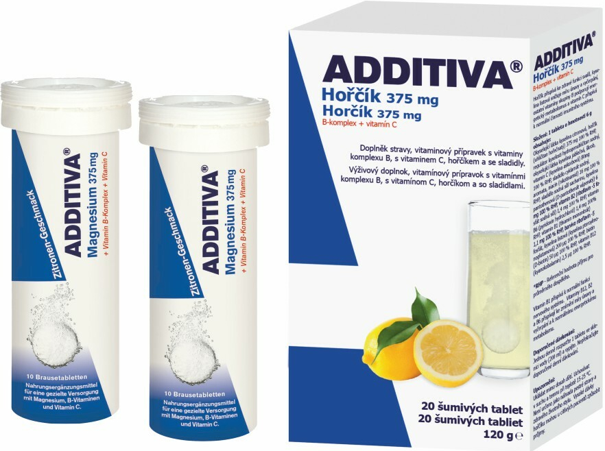Additiva horčík 375 mg+ B-komplex + vit.C 2 x 10 šumivých tabliet