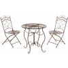 Garden-Shop Súprava kovových stoličiek a stola Indra (SET 2+1) - Hnedá antik