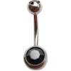 Oceľový piercing banán s kryštálmi mix farieb 1,6 x 10mm Veľkosť: Černá 1,6 x 10mm