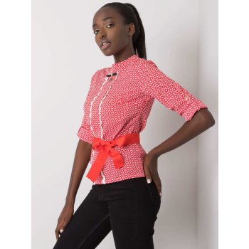 Fashionhunters White and red blouse with Tiana pattern fuchsiová