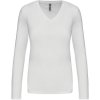 Kariban Tričko K382 s výstřihem do V, dlouhý rukáv, dámské COT20K38200105-white 2XL Bílá