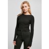 Urban Classics Dásmky sveter Ladies Short Rib Knit Twisted Back Sweater Farba: Black, Veľkosť: XS