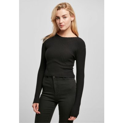 Urban Classics Dásmky sveter Ladies Short Rib Knit Twisted Back Sweater Farba: Black, Veľkosť: XS