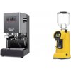 Gaggia New Classic E24, grey + Eureka Helios 65, yellow