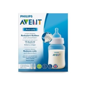 Philips Avent fľaša PP Antikolik Duo 2 fľaše polopriehľadné antikolikový mäkký cumlík pomalý prietok 1x1 set 260 ml