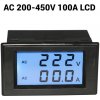 D85-2042A AC 200-450V/100A 2v1 LCD Digitálny Ampérmeter/Voltmetr Čierna