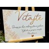 Uvítacia tabuľa so zlatým kvetinovým ornamentom 29 - Stojan na tabuľu 16822