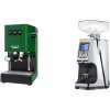 Gaggia New Classic E24 BC, green + Eureka Atom 60, chrome