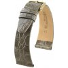 Remienok Hirsch Prestige 1 krokodíl - sivý, lesklý - 18 mm - L – Štandardná dĺžka (doporučujeme) - 14 mm - Zlatá + 5 rokov záruka a darček ZADARMO