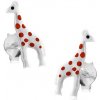 Šperky eshop - Strieborné náušnice 925, lesklá biela žirafa s červenými bodkami, puzetky I24.08