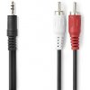 Nedis CAGL22200BK10 - Stereo Audio Kabel | 3,5 mm Zástrčka – 2x RCA Zástrčka | 1 m | Černá