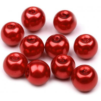 Skleněné voskové perly Ø8 mm - červená jahoda (50 g)