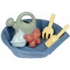 Smoby Pieskovisko ekologické mušľa s formičkami Mini Sand Pit Green s krhličkou a lopatka s hrabličkami 35 cm