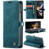 Peňaženkové kožené puzdro Aut Space Retro na Samsung Galaxy Z Fold4 - Modrá
