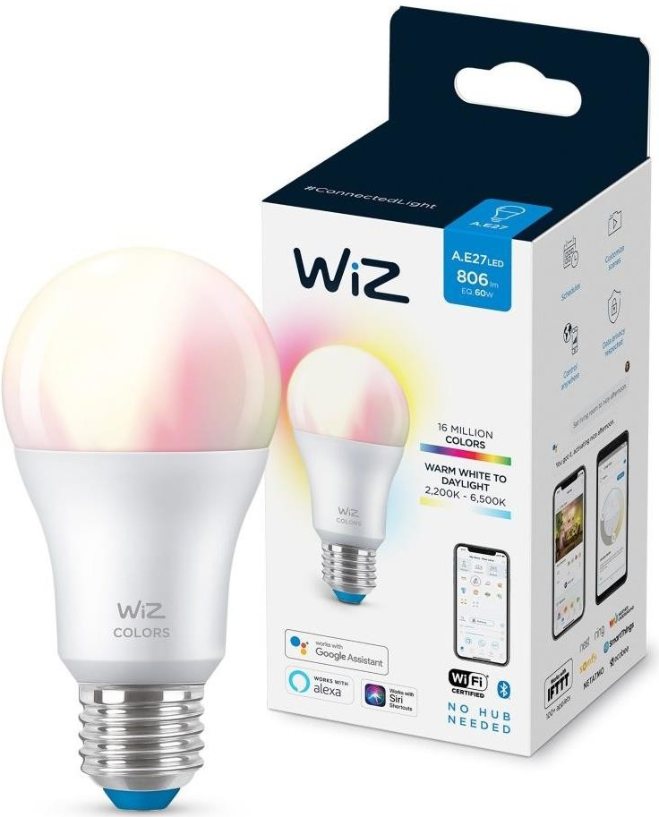 WiZ LED RGBW Stmievateľná žiarovka A60 E27/8W/230V 2200-6500K CRI 90 Wi-Fi -WiZ WI0003