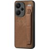 Kožený kryt Wristband Holder na Xiaomi Redmi Note 13 Pro+ - Hnedá