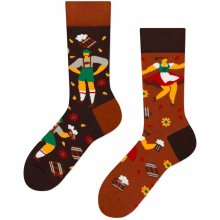 Frogies ponožky Regular hnedá krémová tmavočervená